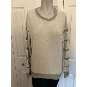 IRO Jeans White & Grey Long Sleeve Sweater W Distressed Detailed Size XS